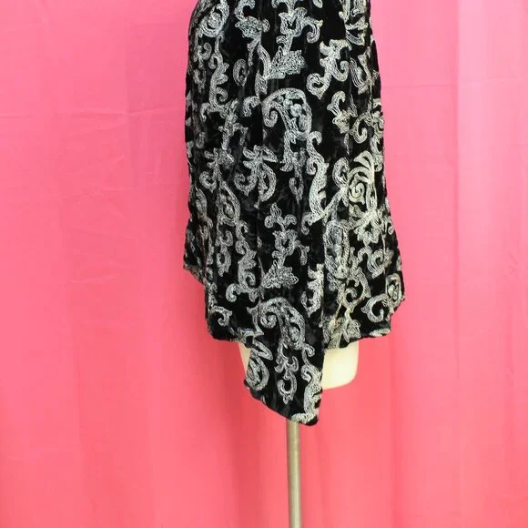 #557B Chico's Black & White Patterned Dress Jacket Size 3 (16) - Picture 7 of 10